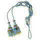 Luxury priest cincture in gold and light blue wood bow s5