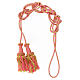 Luxury priest cincture with cannetille tassel, pink and gold, wooden core s6