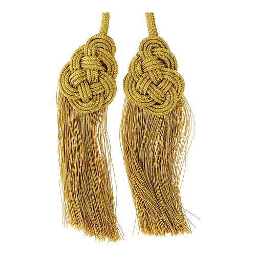 Golden priest cincture with knotted medallion and twisted fringe 4