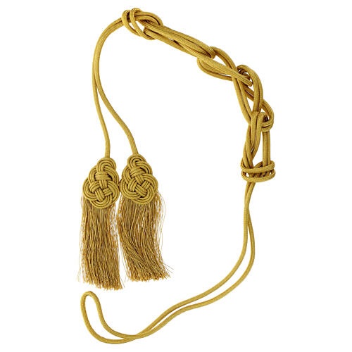 Golden priest cincture with knotted medallion and twisted fringe 6