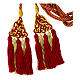 Priest cincture with luxury triangular medallion and four tassels, red and golden cannotille s4