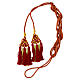 Priest cincture with luxury triangular medallion and four tassels, red and golden cannotille s6