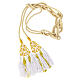 Priest cincture with luxury triangular medallion and four tassels, white and golden cannotille s2