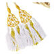 Priest cincture with luxury triangular medallion and four tassels, white and golden cannotille s3