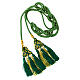 Priest cincture with luxury triangular medallion and four tassels, mint green and golden cannotille s2