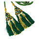 Priest cincture with luxury triangular medallion and four tassels, mint green and golden cannotille s3