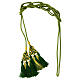 Priest cincture with luxury triangular medallion and four tassels, olive green and golden cannotille s5