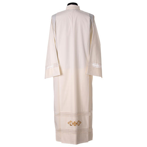 Ivory-coloured alb by Gamma, machine-embroidered polycotton, golden cross 6