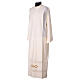 Ivory cotton blend alb with Gamma gold cross machine embroidery s3