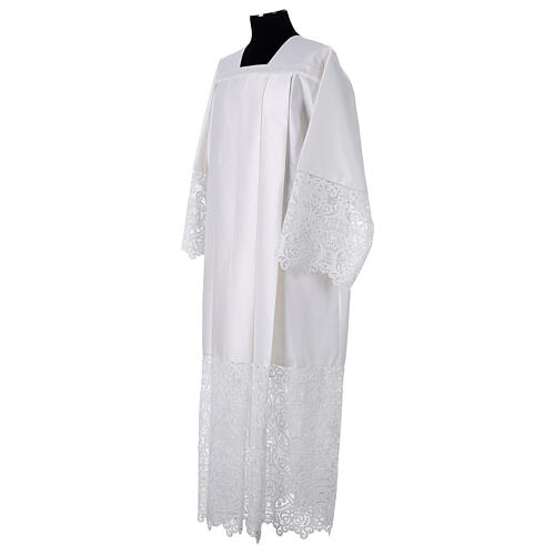 Surplice with embroidery, macramé lace with floral pattern and JHS, cotton/silk 3