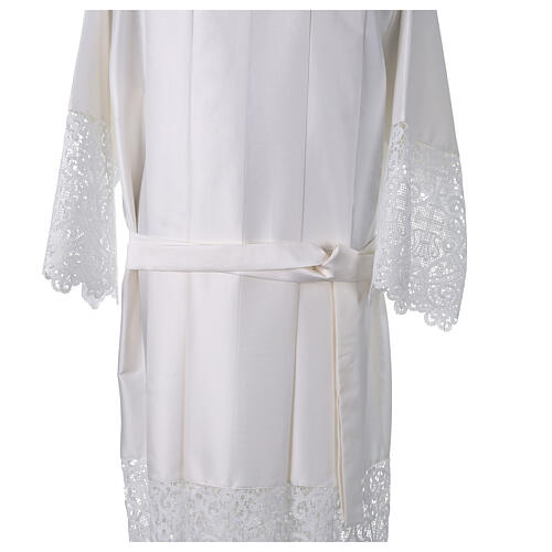 Surplice with embroidery, macramé lace with floral pattern and JHS, cotton/silk 9