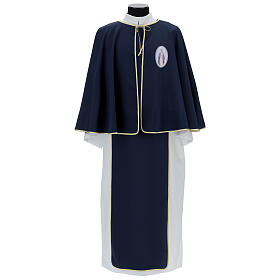 Confraternity dress, white and blue with golden edges, polyester