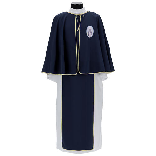 Confraternity dress, white and blue with golden edges, polyester 1