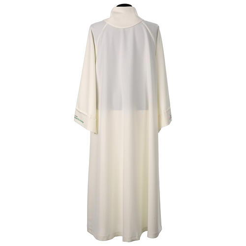 Alva cor de marfim com logótipo oficial Jubileu 2025 corte alargado capuz falso 7