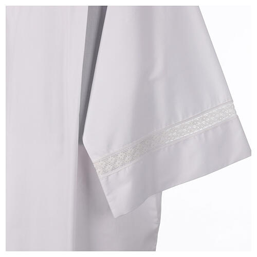 Camice bianco misto cotone con tramezzo filet  2
