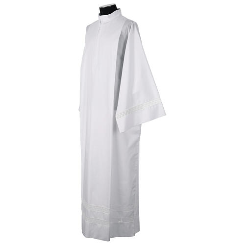 Camice bianco misto cotone con tramezzo filet  3