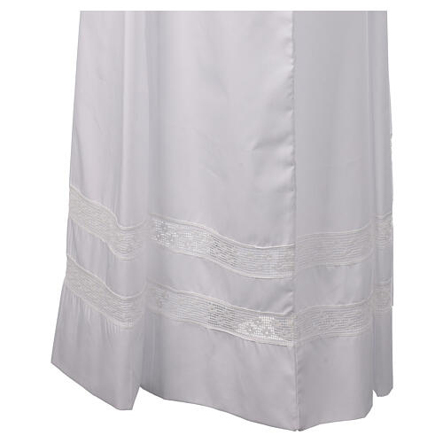 Camice bianco misto cotone con tramezzo filet  4