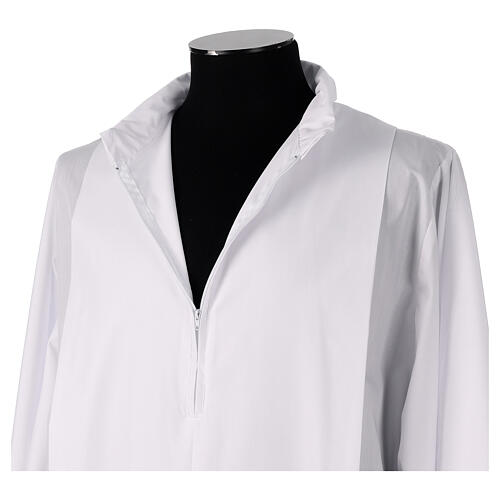 Camice bianco misto cotone con tramezzo filet  5