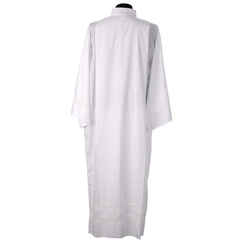 White cotton blend alb with filet partition | online sales on HOLYART.com