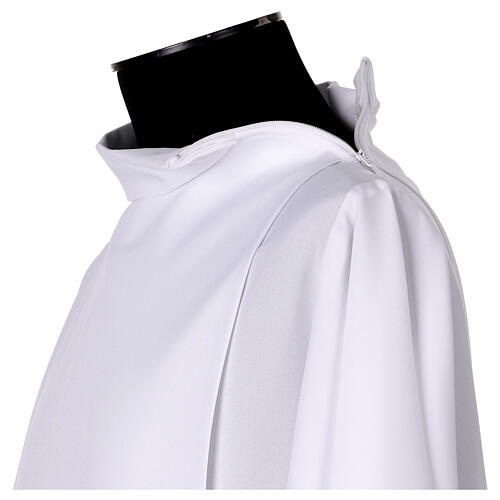 Alb with pleats, shoulder zip fastener, front and back chalice embroidery 6