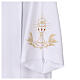 Alb with pleats, shoulder zip fastener, front and back chalice embroidery s4