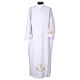 Alb with pleats, shoulder zipper, chalice embroidery on front and back s1