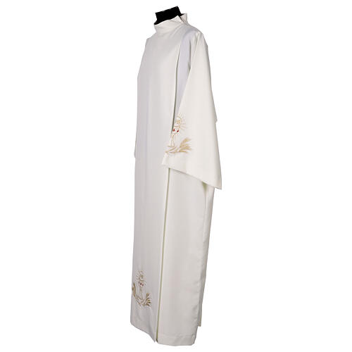Ivory Alb with Folds and Chalice Embroidery Zipper 3