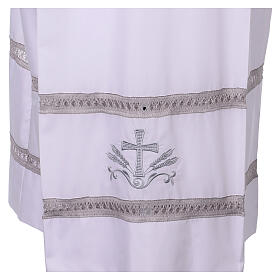 Blended cotton alb with grey hemstitch on sleeves and bottom hem