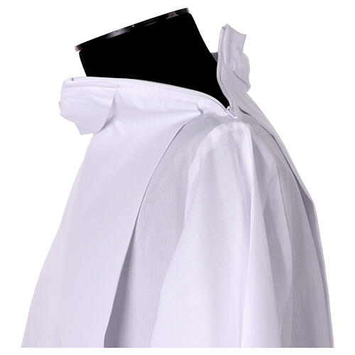 Blended cotton alb with grey hemstitch on sleeves and bottom hem 5