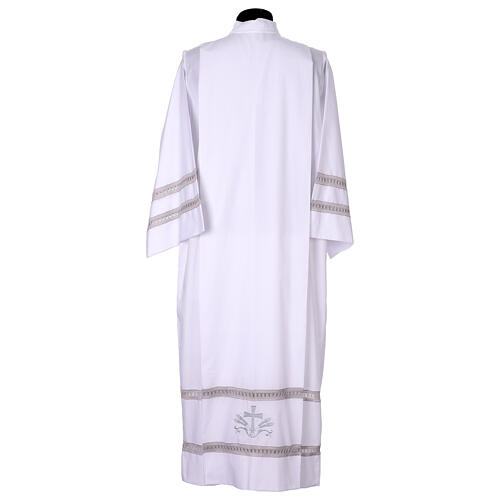 Blended cotton alb with grey hemstitch on sleeves and bottom hem 7