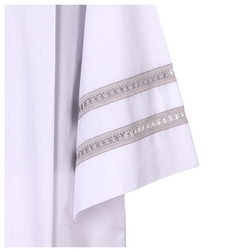 Mixed Cotton Alb with Gray Gigliuccio Sleeve and Hem 4