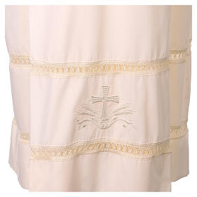 Ivory embroidered alb with hemstitch on sleeves and hem, cotton blend