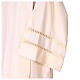 Ivory embroidered alb with hemstitch on sleeves and hem, cotton blend s4
