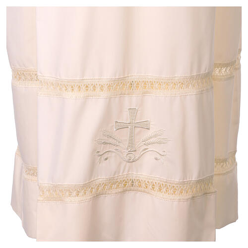 Embroidered Ivory Cotton Blend Alb with Gigliuccio Sleeve and Hem 2