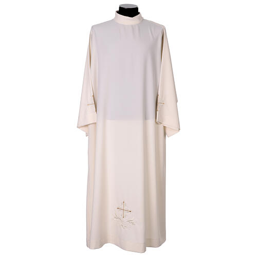 Light ivory alb with cross embroidery 1