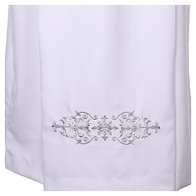 White alb with pleats, embroidery on both sides