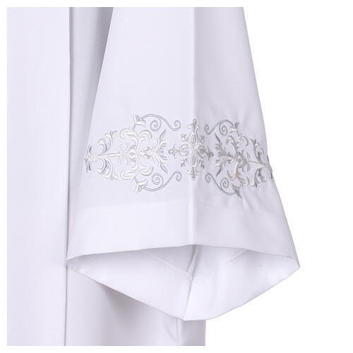 White alb with pleats, embroidery on both sides 4