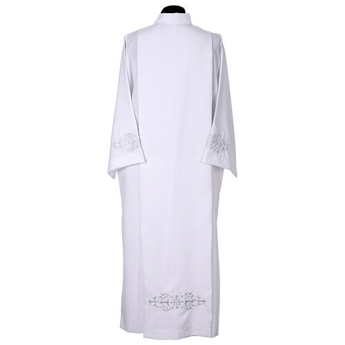 White alb with pleats, front and back embroidery 7