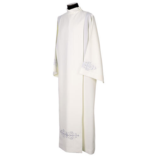 Aube plis broderie colombes gris clair 3