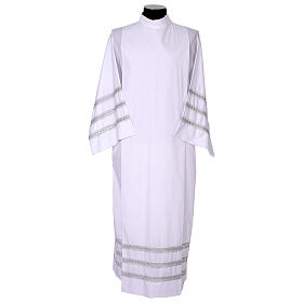 Alb with three-round light grey hemstitch