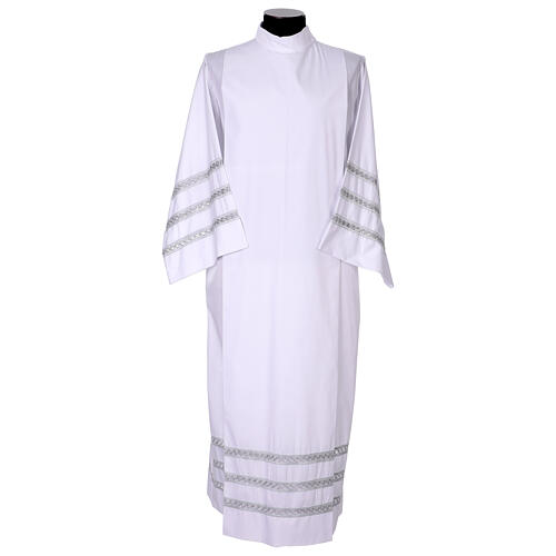 Alb with three-round light grey hemstitch 1