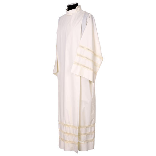 Ivory surplice with three bands of cream hemstitch 3