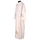 Ivory-coloured cotton blend alb with gold and green embroidery s3