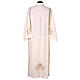 Ivory-coloured cotton blend alb with gold and green embroidery s7