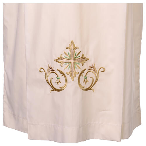 Ivory Cotton Blend Alb with Gold and Green Embroidery 2