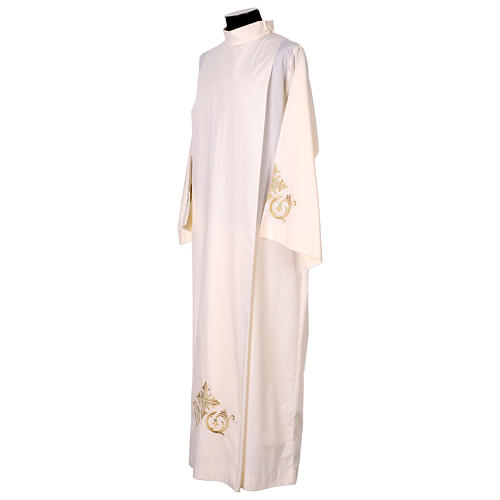 Ivory Cotton Blend Alb with Gold and Green Embroidery 3