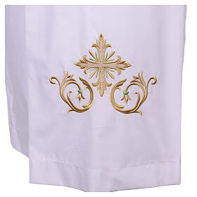 White alb with gold and green cross embroidery