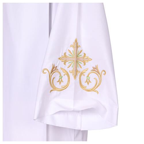 White alb with gold and green cross embroidery 4