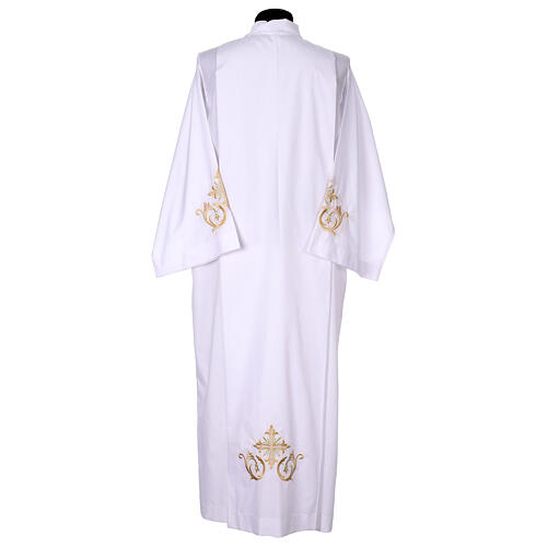 White alb with gold and green cross embroidery 7
