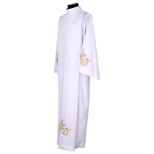White alb with gold and green cross embroidery 3